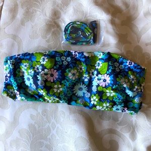 Aerie Bandeau Floral Bikini Top- Detachable Straps